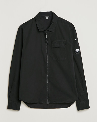 Herre | Overshirts | C.P. Company | Garment Dyed Gabardine Zip Shirt Jacket Black