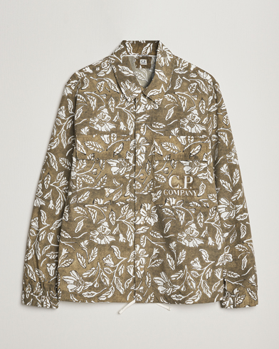 Herre | Skjortejakke | C.P. Company | Garment Dyed Printed Popline Overshirt Olive