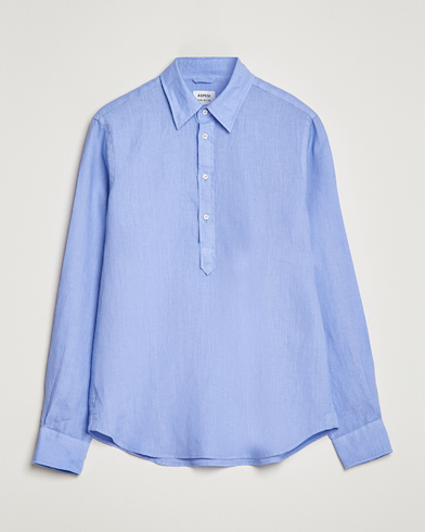 Herre |  | Aspesi | Linen Popover Shirt Light Blue