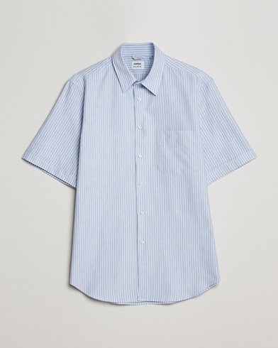 Herre |  | Aspesi | Striped Oxford Camp Shirt Light Blue