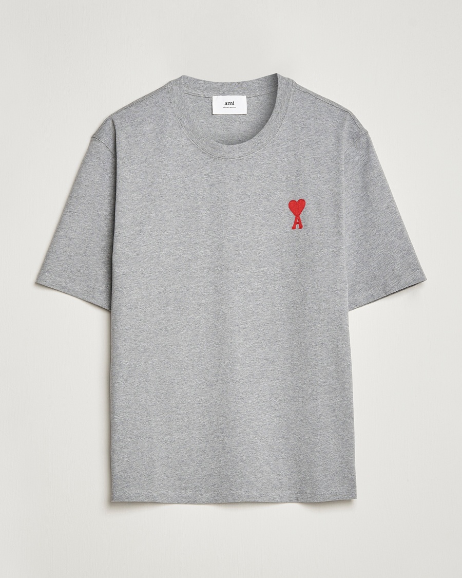 Herre | | AMI | Big Heart Short Sleeve T-Shirt Heather Grey