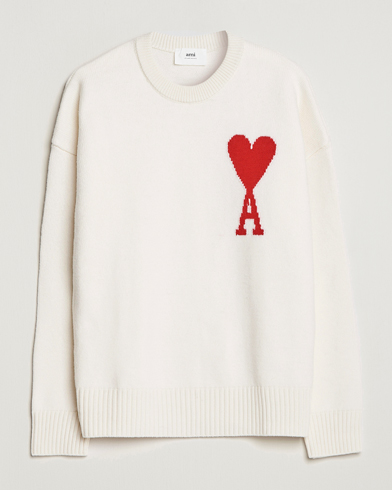 Herre | Strikkede gensere | AMI | Big Heart Wool Sweater Off White