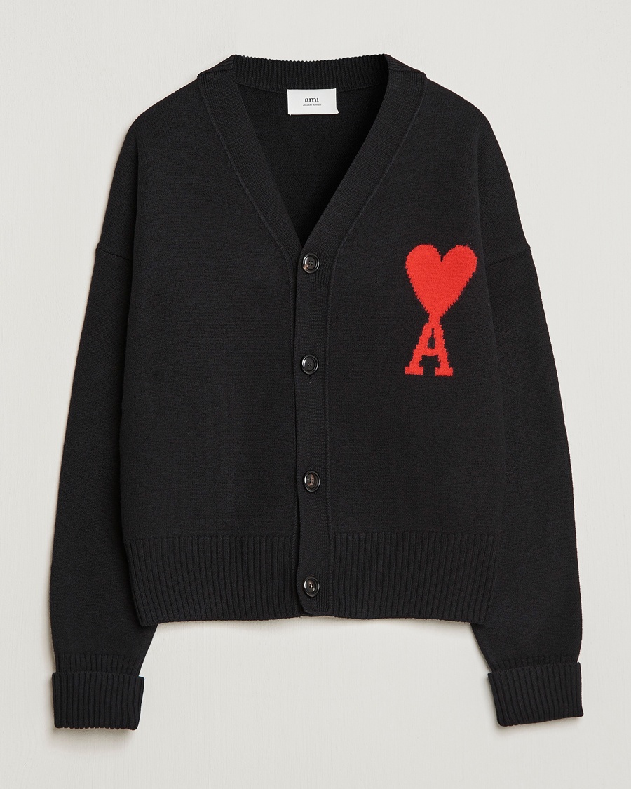 Herre | AMI | AMI | Big Heart Wool Cardigan Black