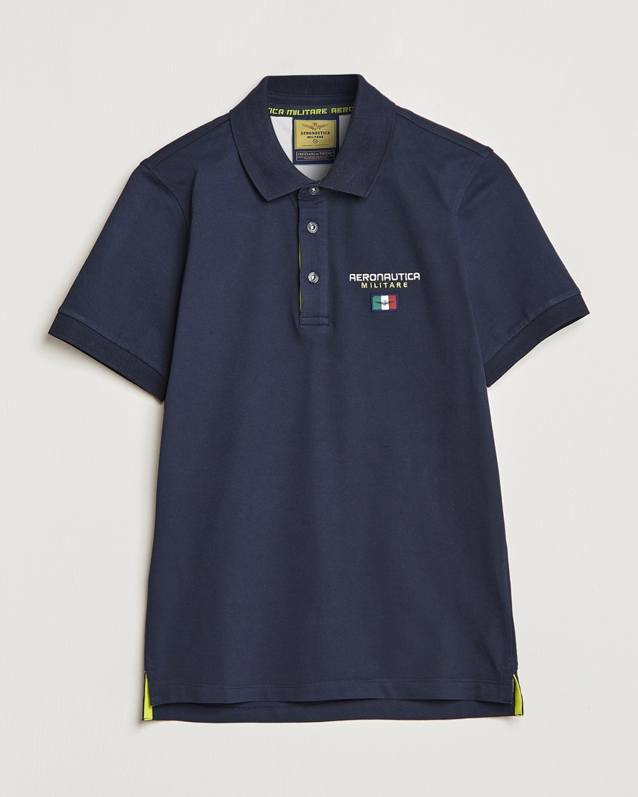 Herre | | Aeronautica Militare | Stretch Cotton Polo Navy Blue