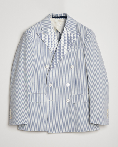Herre | Bomullsblazer | Polo Ralph Lauren | Cotton Seersucker Sportcoat Cream/Antique Blue
