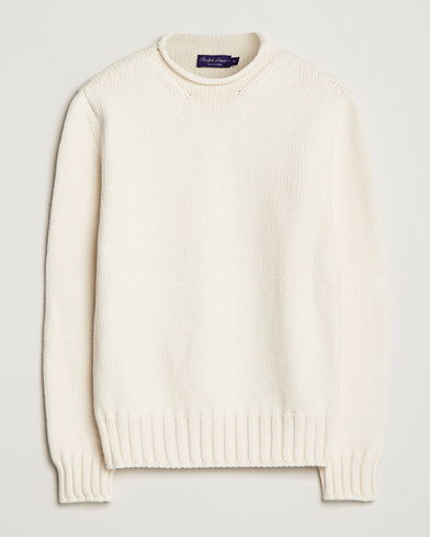 Herre |  | Ralph Lauren Purple Label | Caged Cotton Rib Sweater Natural