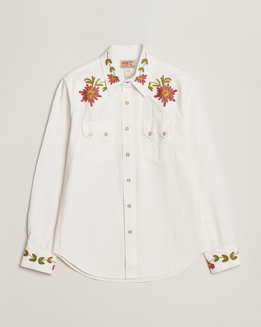 Herre | RRL | RRL | Sawtooth Western Embroidered Shirt White Wash