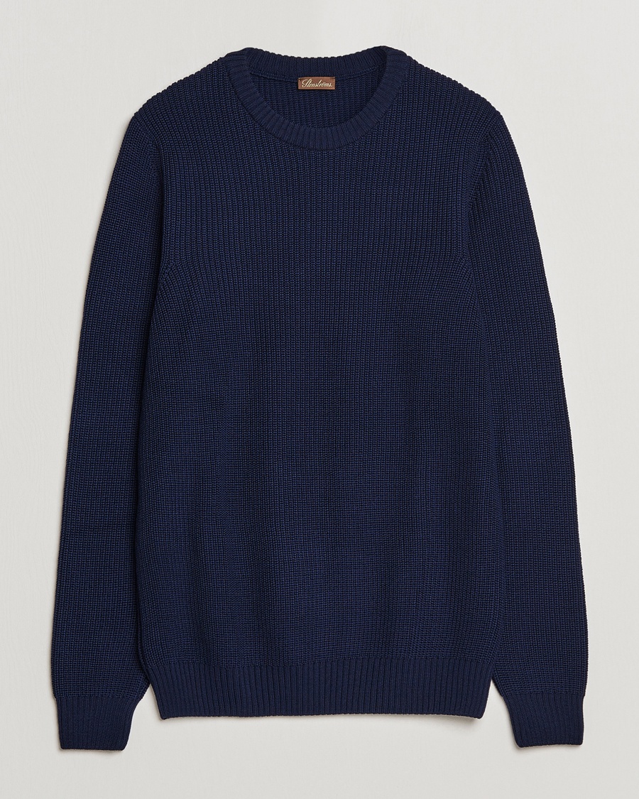 Herre | | Stenströms | Merino Heavy Knitted Crew Neck Navy