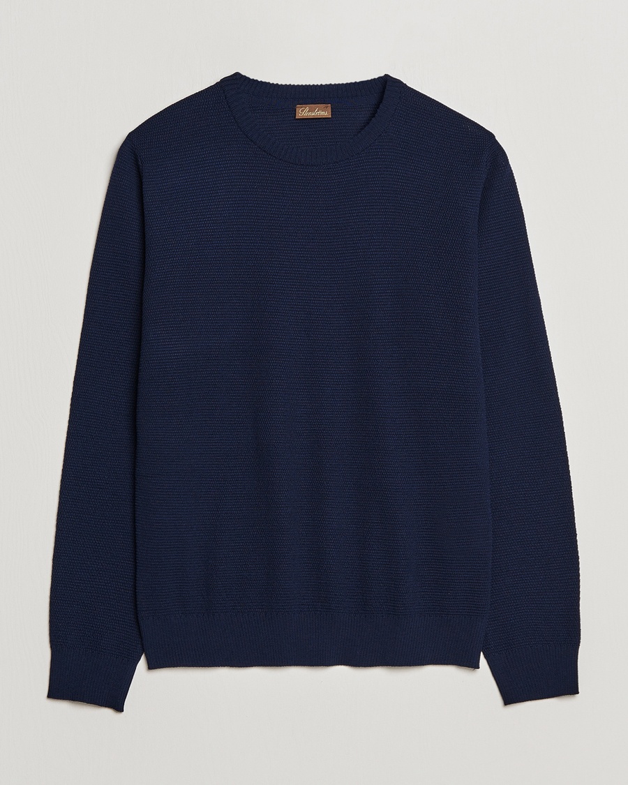 Herre | | Stenströms | Textured Merino Crew Neck Navy