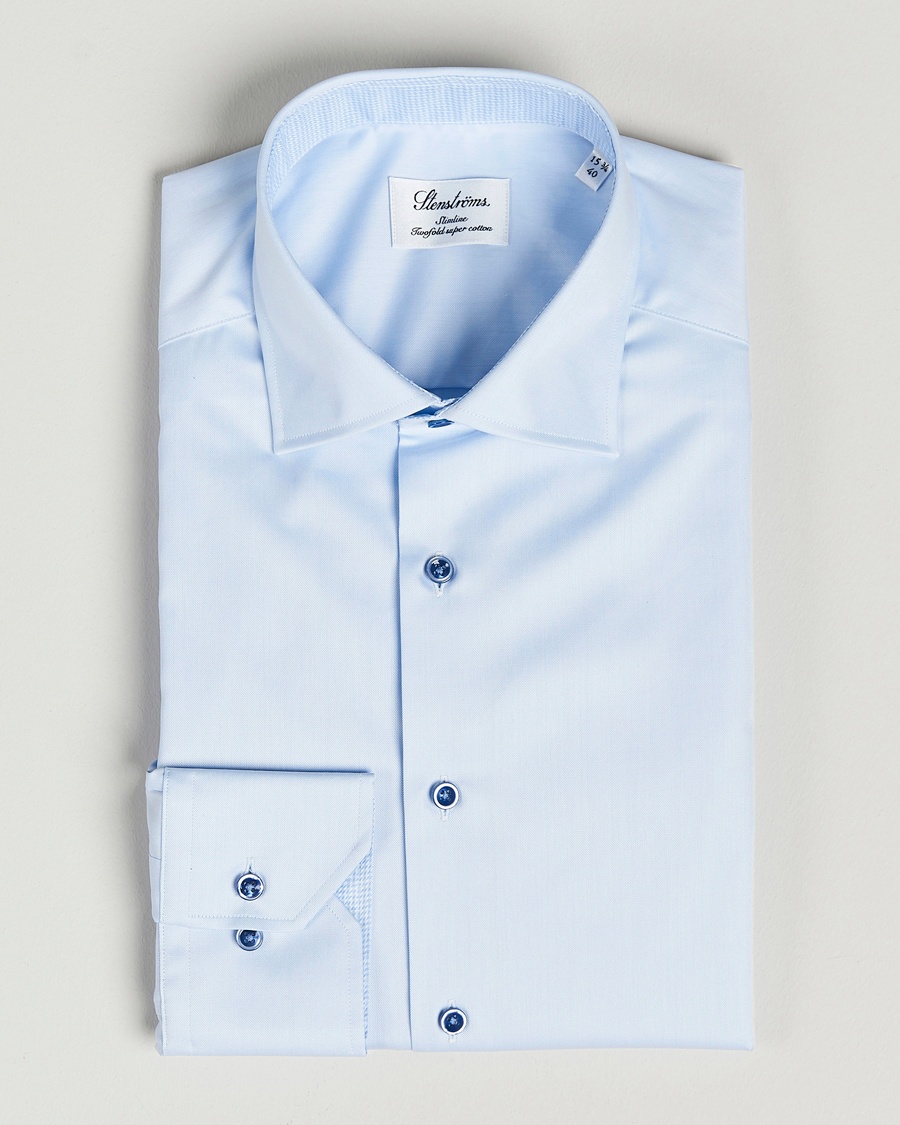 Herre | | Stenströms | Slimline Cut Away Contrast Shirt Blue
