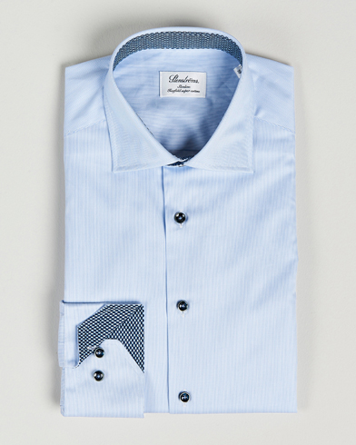 Herre |  | Stenströms | Slimline Cut Away Micro Stripe Contrast Shirt Blue