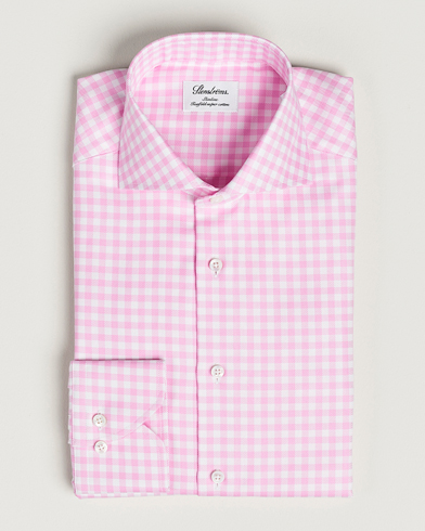 Herre |  | Stenströms | Slimline Checked Cut Away Shirt Pink