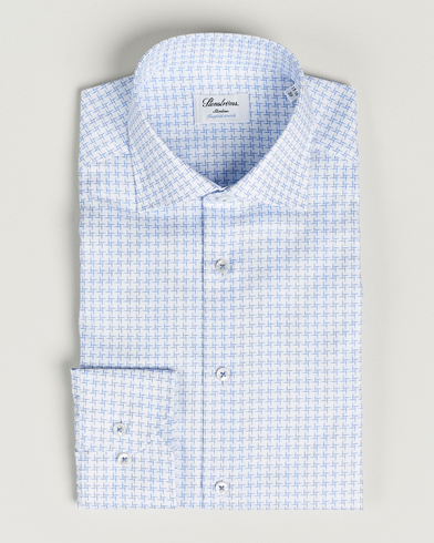 Herre | Nytt i butikken | Stenströms | Slimline Cut Away Micro Print Shirt Blue