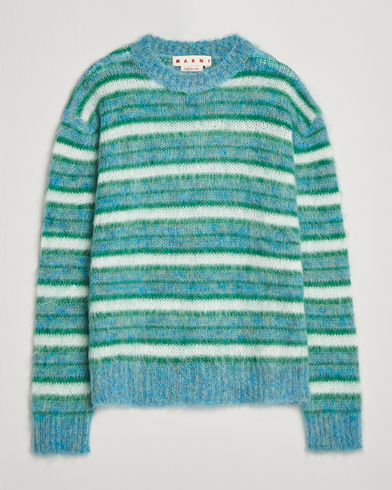 Herre | Luxury Brands | Marni | Striped Mohair Sweater Turquoise