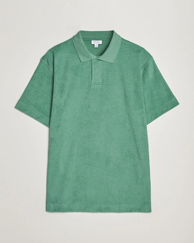 Herre | Terry | Sunspel | Towelling Polo Shirt Thyme Green