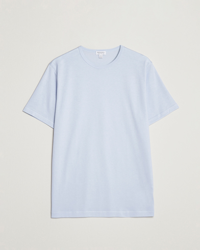 Herre | Kortermede t-shirts | Sunspel | Crew Neck Cotton Tee Pastel Blue