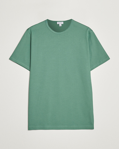Herre | Kortermede t-shirts | Sunspel | Crew Neck Cotton Tee Thyme