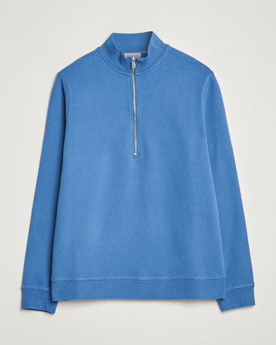Herre |  | Sunspel | Loopback Half Zip Sweatshirt Blue Stone