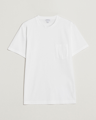 Herre | Hvite t-shirts | Sunspel | Riviera Pocket Crew Neck T-Shirt White