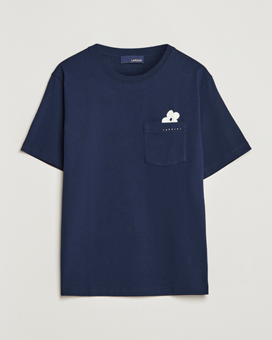 Herre |  | Lardini | Fiore Tasca Printet Logo T-Shirt Navy