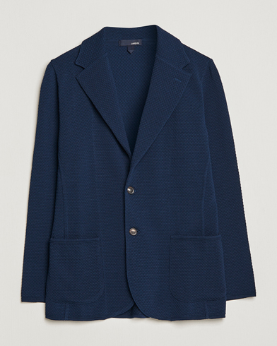 Herre | Strikkede blazere  | Lardini | Knitted Structure Cotton Blazer Navy