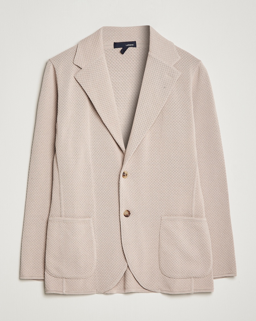 Herre | Lardini | Lardini | Knitted Structure Cotton Blazer Beige