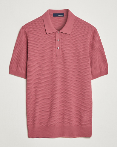 Herre |  | Lardini | Short Sleeve Knitted Structure Cotton Polo Soft Pink