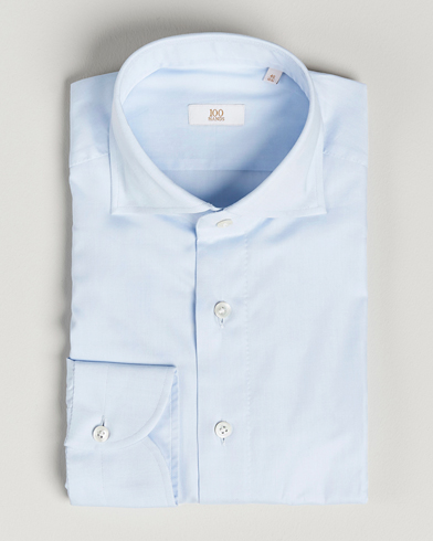 Herre | 100Hands | 100Hands | Gold Line Cotton Twill Cut Away Shirt Light Blue
