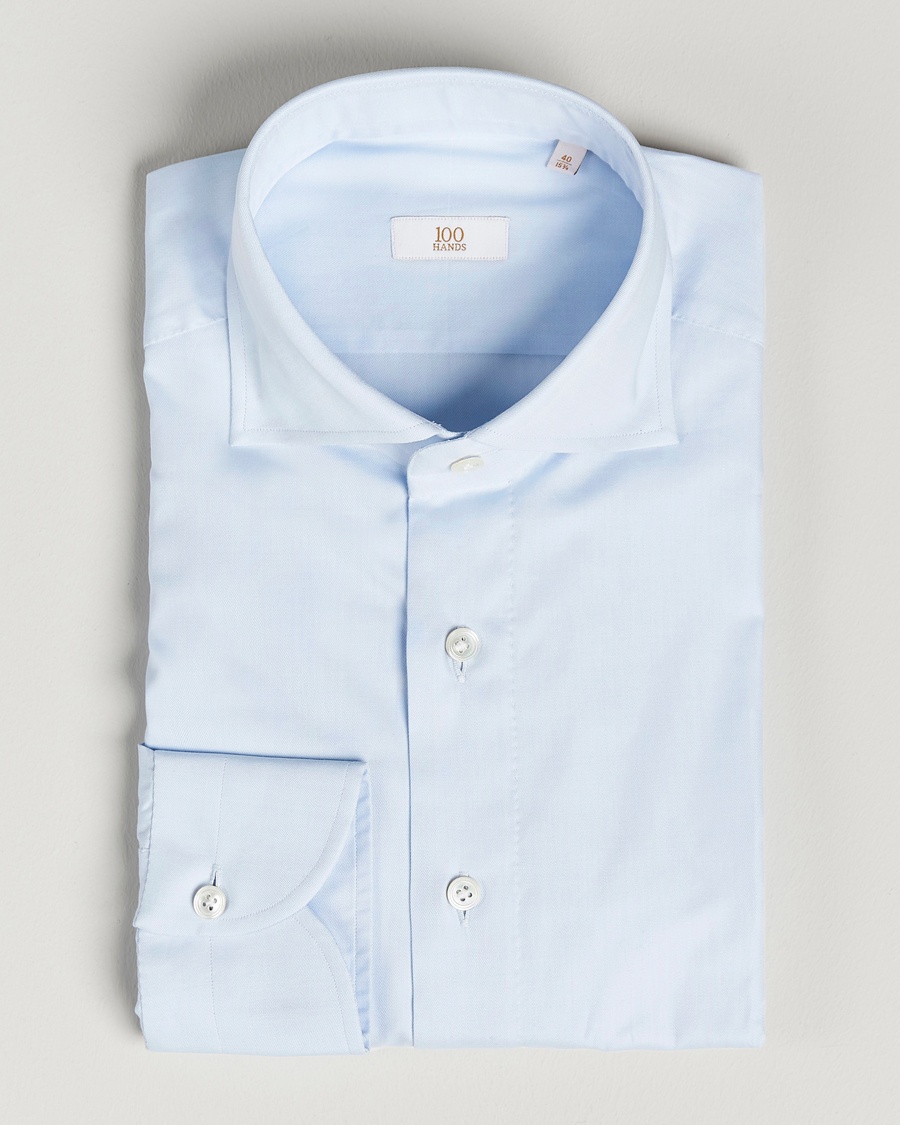 Herre | | 100Hands | Gold Line Cotton Twill Cut Away Shirt Light Blue