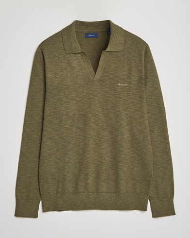 Herre |  | GANT | Cotton/Linen Knitted Polo Racing Green