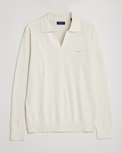 Herre |  | GANT | Cotton/Linen Knitted Polo Putty