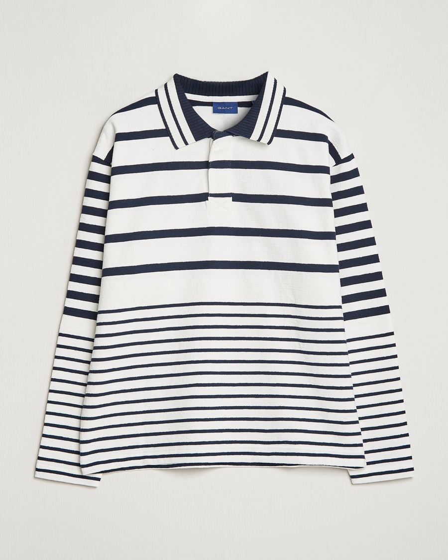 Herre | | GANT | Heavy Knitted Striped Rugger Eggshell