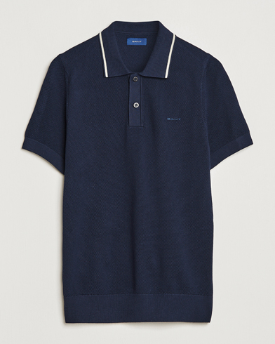Herre |  | GANT | Cotton Knitted Polo Evening Blue