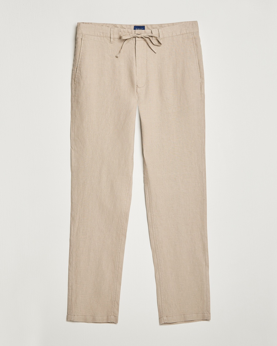 Herre | | GANT | Relaxed Linen Drawstring Pants Concrete Beige