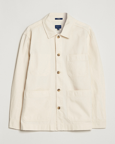 Herre | Overshirts | GANT | Garment Dyed Cotton/Linen Overshirt Ecru