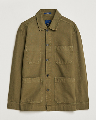 Herre | Skjortejakke | GANT | Garment Dyed Cotton/Linen Overshirt Racing Green