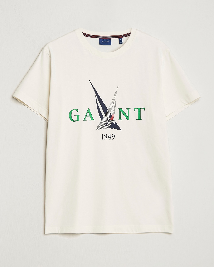 Herre | | GANT | Sailing Logo Crew Neck T-Shirt Cream