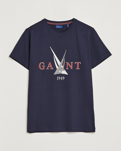 Herre |  | GANT | Sailing Logo Crew Neck T-Shirt Evening Blue