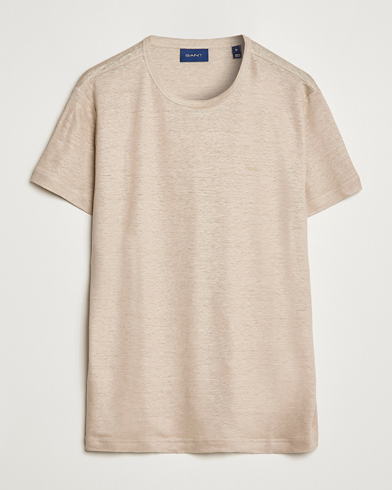 Herre | T-Shirts | GANT | Cotton/Linen Crew Neck T-Shirt Khaki Beige
