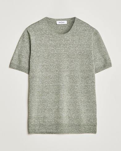 Herre |  | Gran Sasso | Cotton/Linen Knitted Tee Green