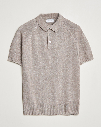 Herre |  | Gran Sasso | Cotton/Linen Knitted Polo Beige