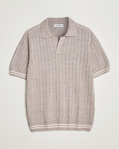 Herre |  | Gran Sasso | Cotton/Linen Structured Knitted Polo Beige