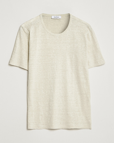 Herre | T-Shirts | Gran Sasso | Washed Linen Tee Beige