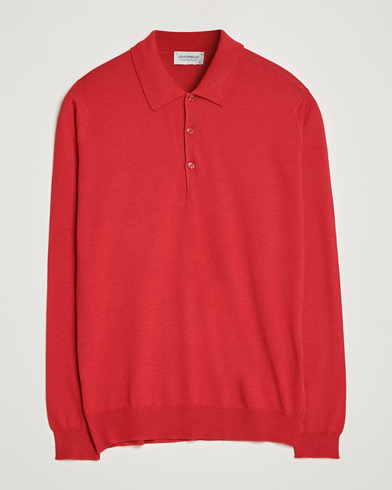 Herre | Strikkede pikéer | John Smedley | Belper Wool/Cotton Polo Pullover Ruby