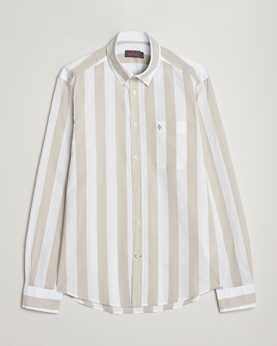 Herre | Casualskjorter | Morris | Cotton Blockstripe Button Down Shirt Khaki/White