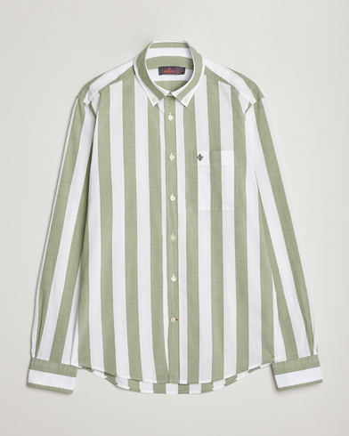 Herre | Casualskjorter | Morris | Cotton Blockstripe Button Down Shirt Green/White