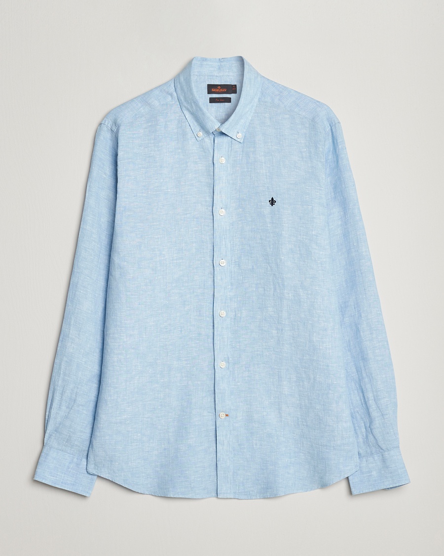  Douglas Linen Button Down Shirt Light Blue