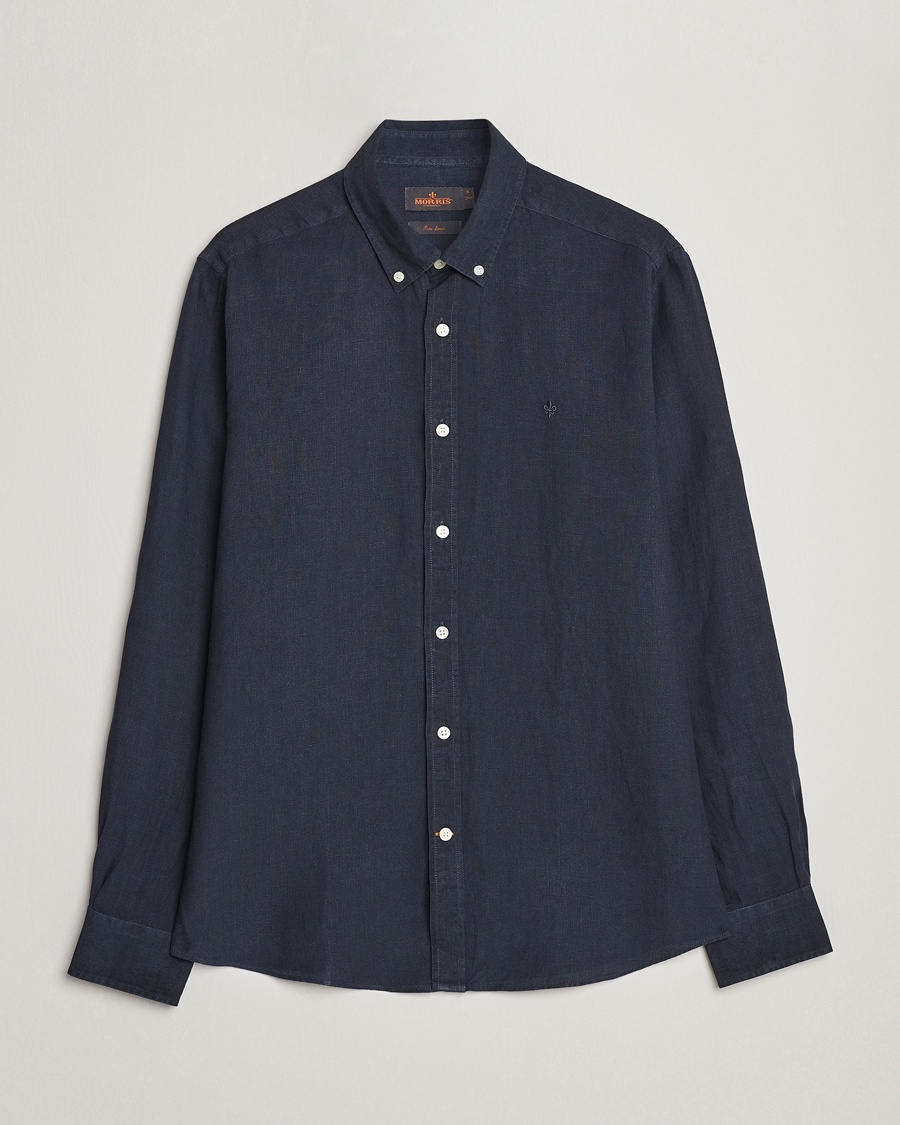 Morris Douglas Linen Button Down Shirt Navy – Blå