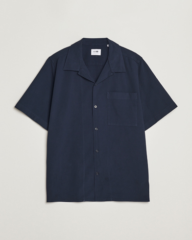 Herre | Kortermede skjorter | NN07 | Julio Seersucker Short Sleeve Shirt Navy
