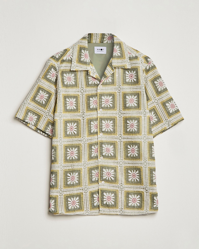 Herre | Kortermede skjorter | NN07 | Julio Flower Short Sleeve Shirt Pale Green